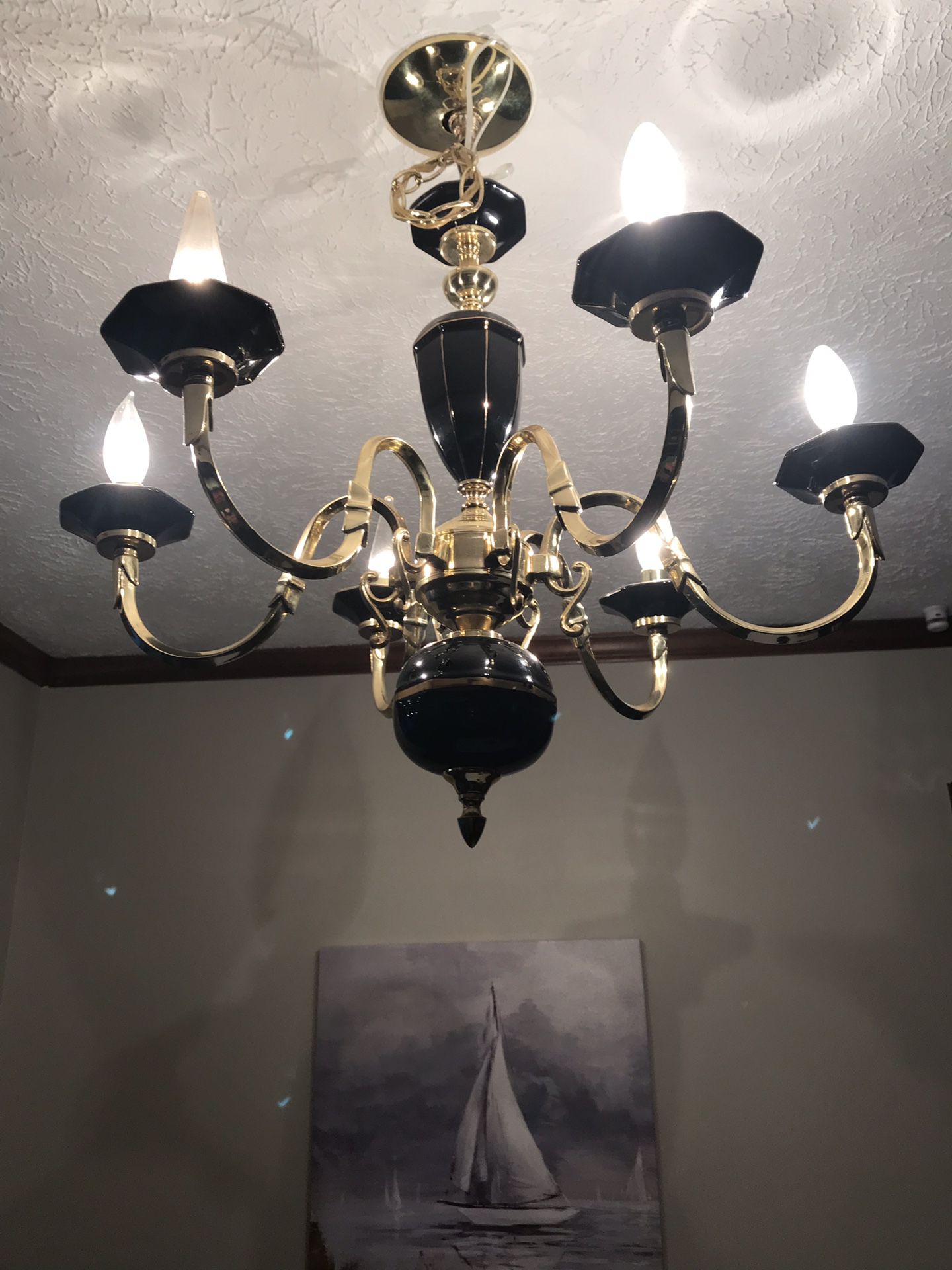 Brass and black ceiling lamp