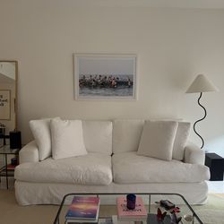 Marren White Fabric Sofa