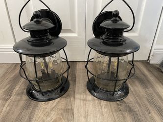 Two Outdoor Wall Sconce 17”H X 10”D (Painted) Working Good. $20 Both Firm On Price