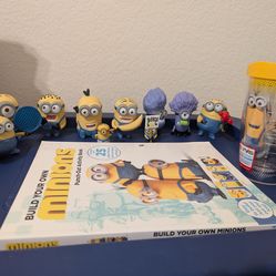 Minion figures, 16 ounce tumbler, and punch out activity book