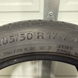 4 - Used 205/50 R17 Tires and 4 - New TPMS Sensors