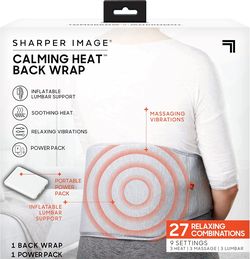 Calming Heat Back Wrap by Sharper Image – Cordless Heated Massager with Vibration & Auto Shut-Off