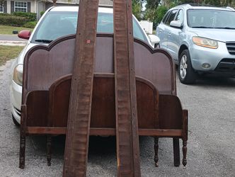 Curved Footboard Antique Vintage Wooden Bed Frame Full Double Deco Early Century