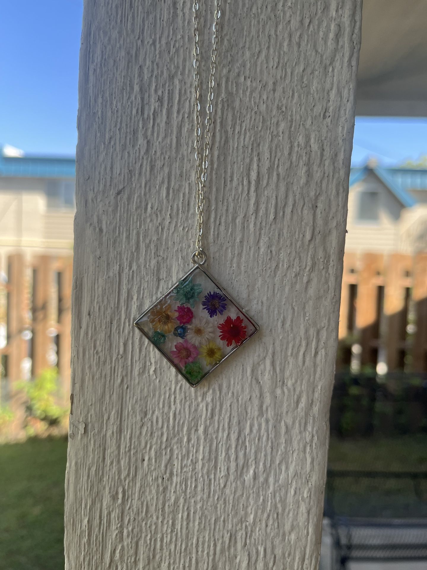 Diamond- Shaped Floral Pendant