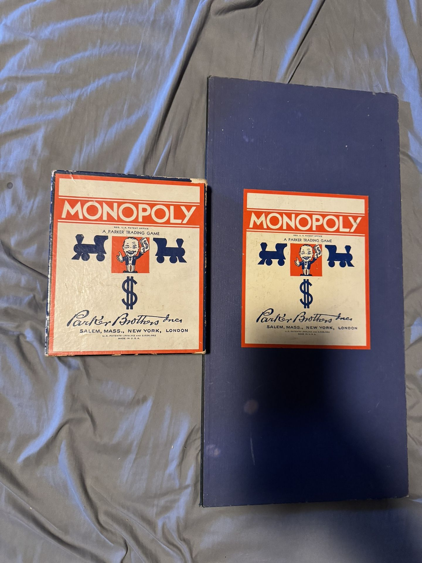 Vintage 1930 Monopoly Blue Game Box WWII PARKER BROTHERS INC Fair Condition