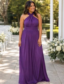 David’s Bridal Purple Halter Formal Bridesmaid Dress Size 20