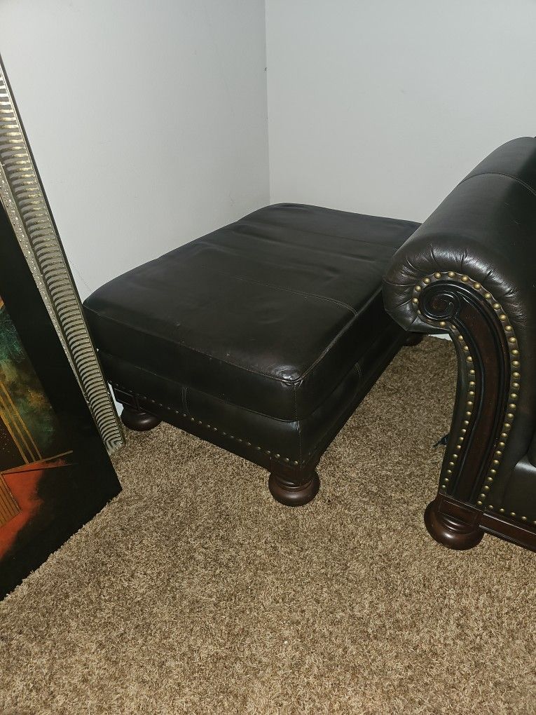 BERNHARDT LEATHER SOFA & Ottoman