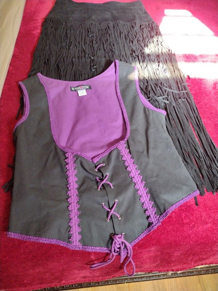 NEVER WORN. LARGE SUEDE SKIRT & VEST
