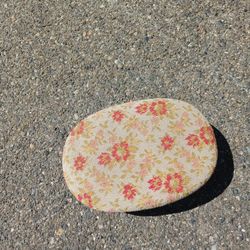 Foot Stool Floral Top Wood Frame