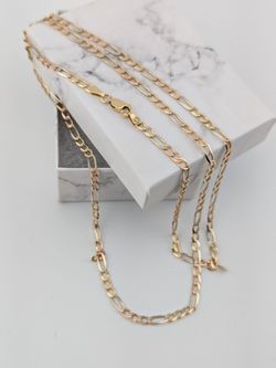 ✨ 14K Bicolor Gold Figaro Chain Necklace – 25" | 3mm ✨