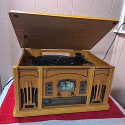 Excalibur RD54 3-in-1 Classic Music Player Real Wood CD/Radio/Turntable 