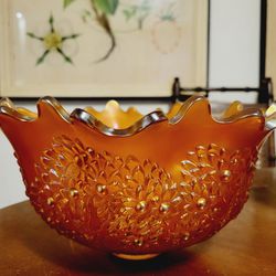 GORGEOUS 1920s Fenton Orange Tree Orange Iridescent Bowl