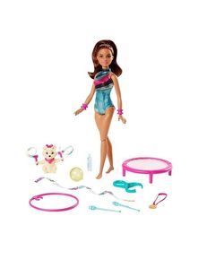 BRAND NEW Barbie Dreamhouse Adventures Teresa Spin 'n Twirl Gymnast Doll, with Trampoline and Gymnastics Accessories