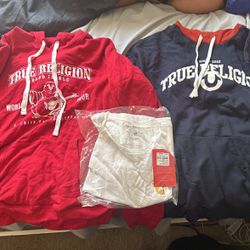 True Religion. 2 Hoodies And 1 Brand New Shirt 