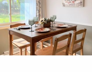 IKEA Wood Dining Table with 4 Chairs
