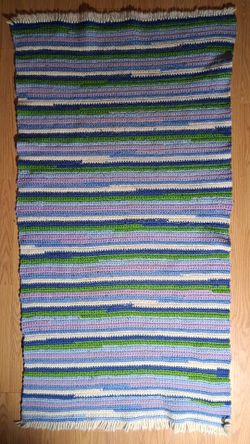 Handmade Crocheted Striped Rug