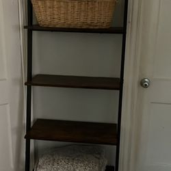 5 Tier Shelf Wooden Shelf’s Leans Against Wall