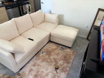 Cream Sectional Sofa + Matching Ottoman – $250 OBO