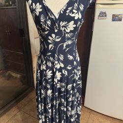Lauren Ralph Lauren Lighthouse Wrap Dress Hawaiian Floral Navy Blue Women's 4