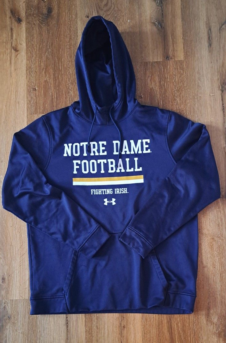 Notre Dame Fighting Irish Hoodie Under Armour Mens L Blue Pullover New Condition