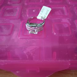 Silver plated crystal ring