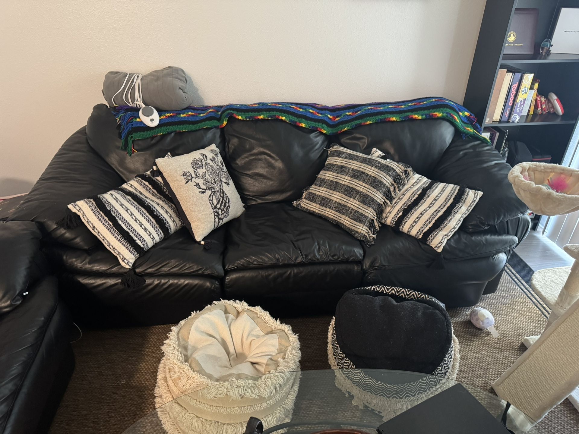 Black Leather Couch & Love Seat
