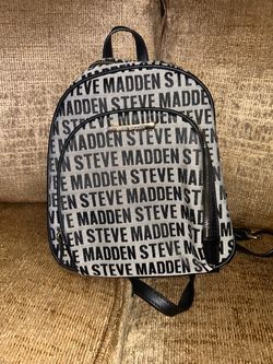 Steve Maddden Babott Backpack Dome Geometric Jacquard Black & Gray Fashion Bag