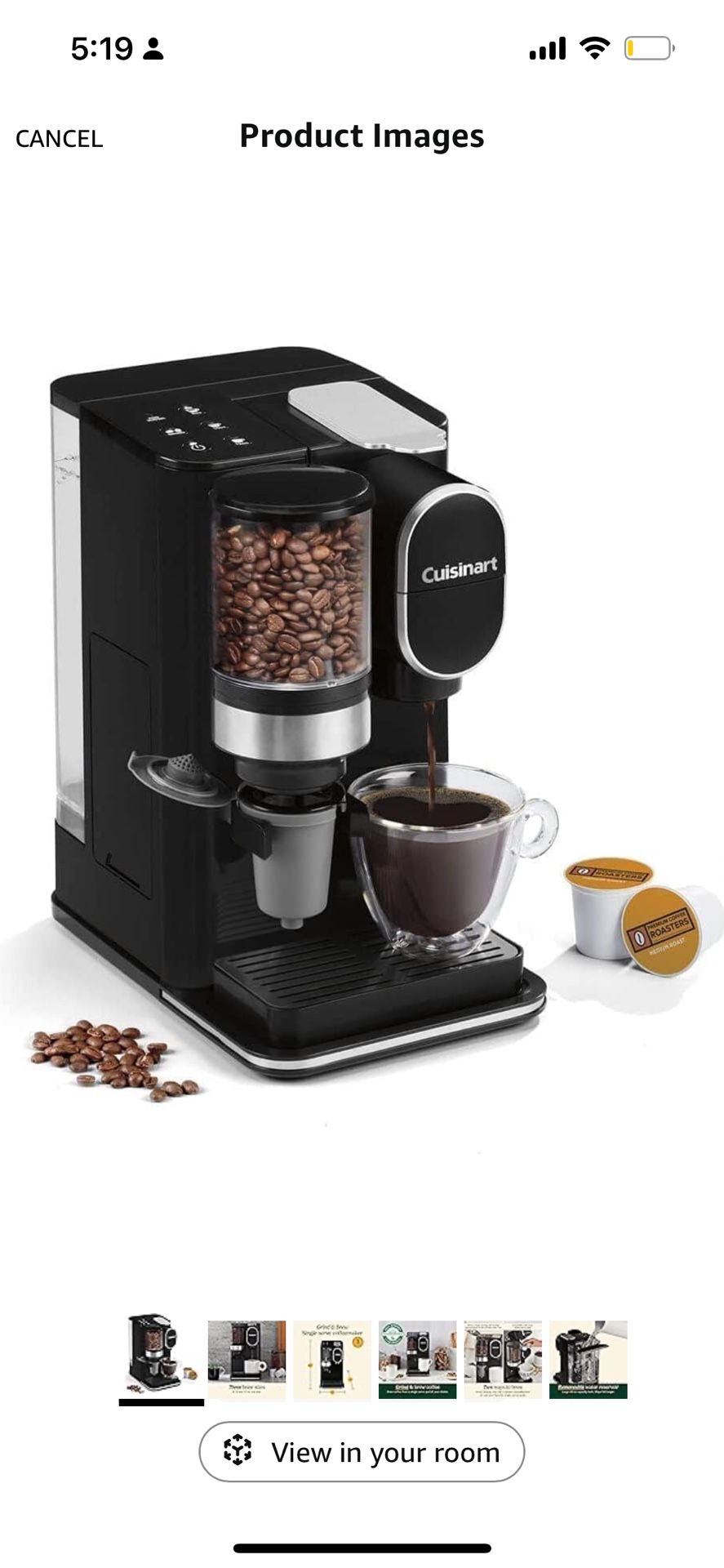 Cuisinart Grind Brew Single Serve Coffee Maker with Built In Burr