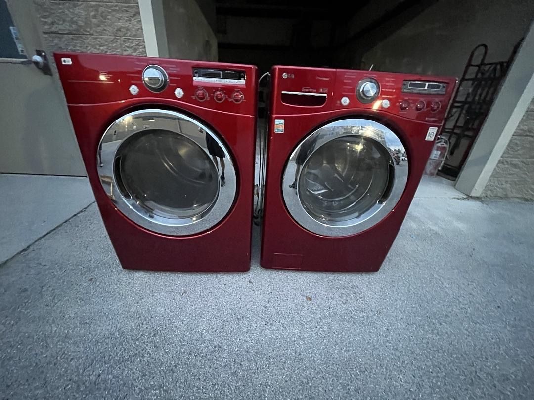Red LG Washer and Dryer Set