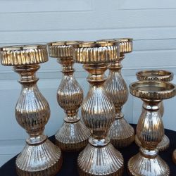Gold Mercury Glass Candleholderx