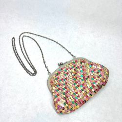 Old Navy multicolor rainbow sequin evening snap clutch purse shoulder bag
