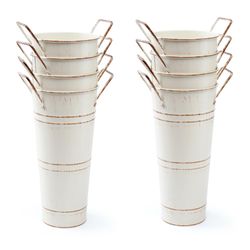 Notakia Galvanized Metal Vases Farmhouse French Flower Bucket Vases for Cut Flowers for Home Decor and Wedding Table Centerpiece Decorations (Beige Se