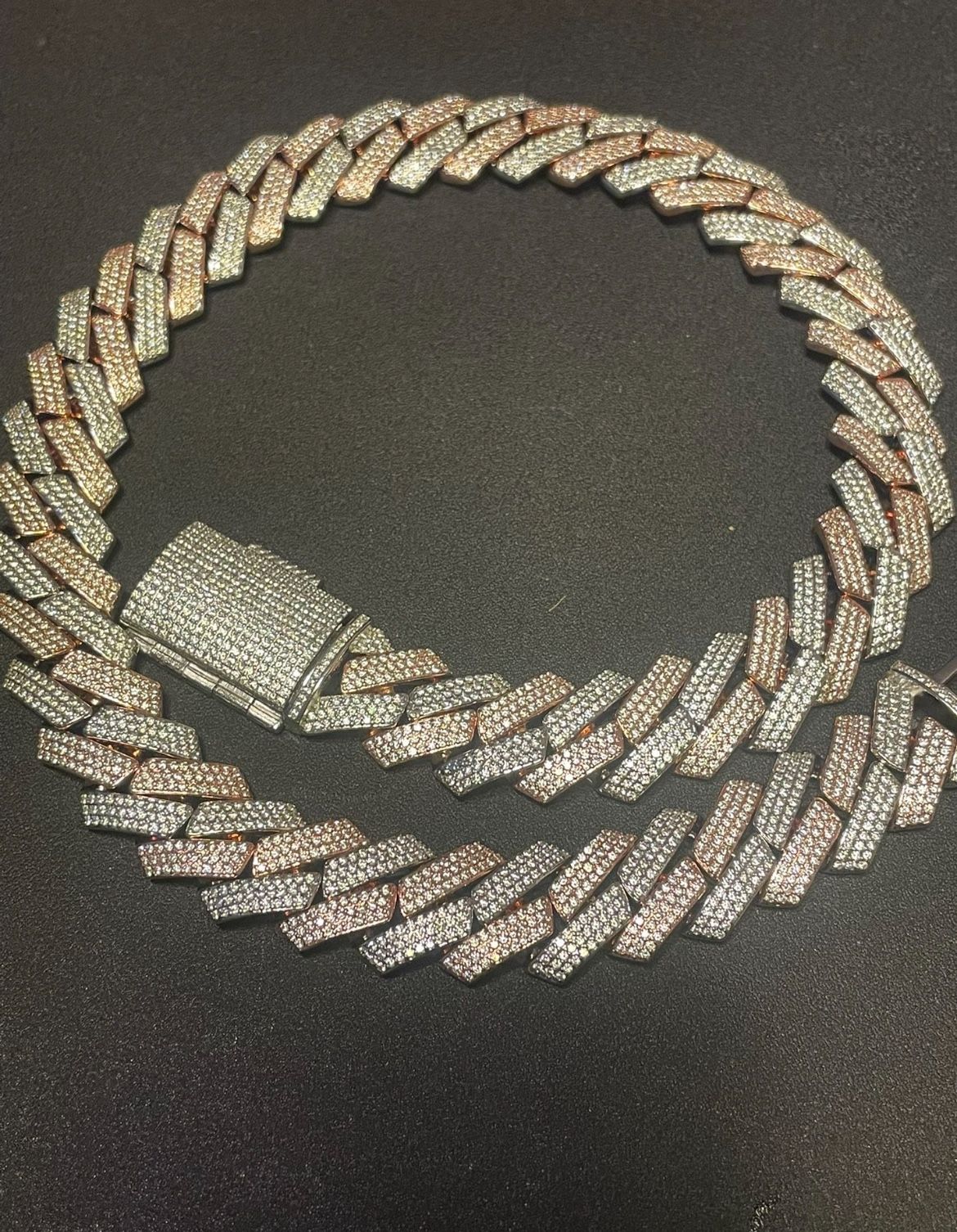 19mm Rose Gold/silver thick Prong Cuban Link Chain