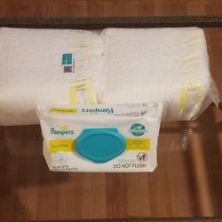 Pampers Swaddlers 42 Count Size 2 & Pampers Sensitive Wipes 56 Count Sealed

New