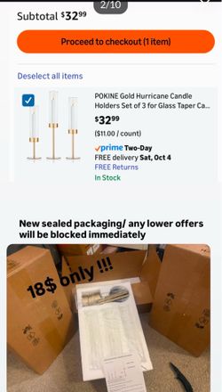 Gold Candle Holders Set of 3 for Glass Taper Candle Holders,Hurricane Candlestick Holder for Wedding, Dinning, Party Decorative, Home Decor, Anniversa