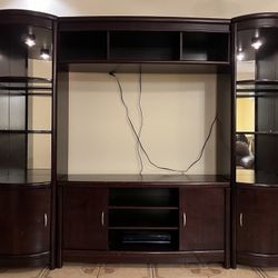 Dark Brown Entertainment Center With Lights