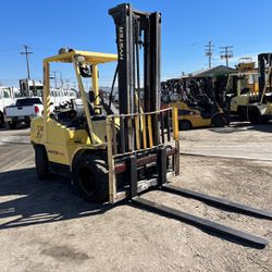 2005 HYSTER H80XM FORKLIFT 8000 LBS 2 STAGE SIDE SHIFT PERKINS DIESEL AUTO TRANS DUAL PNEUMATIC TIRES 2,647 HOURS 