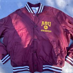 VTG 90S CHALKLINE Arizona State Satin Bomber Starter Jacket 
