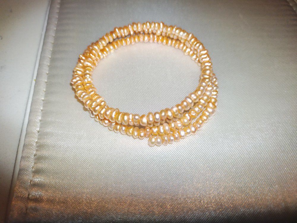 Orange Pearl Bracelet (Real Pearls)