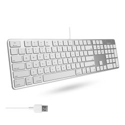 Macally Ultra-Slim USB Wired Keyboard with Number Keypad for Apple Mac Pro, MacBook Pro/Air, iMac, Mac Mini, Laptop Computers, Windows Desktop PC Lapt