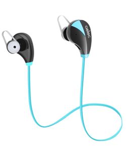 Bluetooth Headphones Wireless In-Ear Sports Earbuds Sweatproof Earphones Noise Cancelling Headsets with Mic for Running Jogging Blue