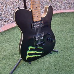 Schecter Telecaster Electric Guitar - Monster Energy - Matte Black