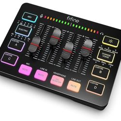 FIFINE Gaming Audio Mixer
Streaming RGB PC Mixer with XLR Microphone Interface
 Individual Control
Volume Fader, Mute Button
48V Phantom Power
