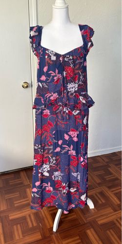 Sofia Vergara women’s blue and red floral print long dress size XXXL