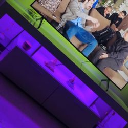 Like New White Tv Stand With LED light Still The Clear Plastic On It 