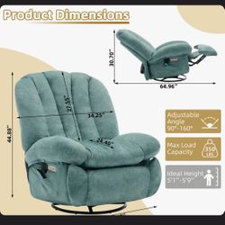 Shell Shape Power Recliner Chair, Chenille Fabric Swivel Rocker Recliner with Bluetooth Speaker