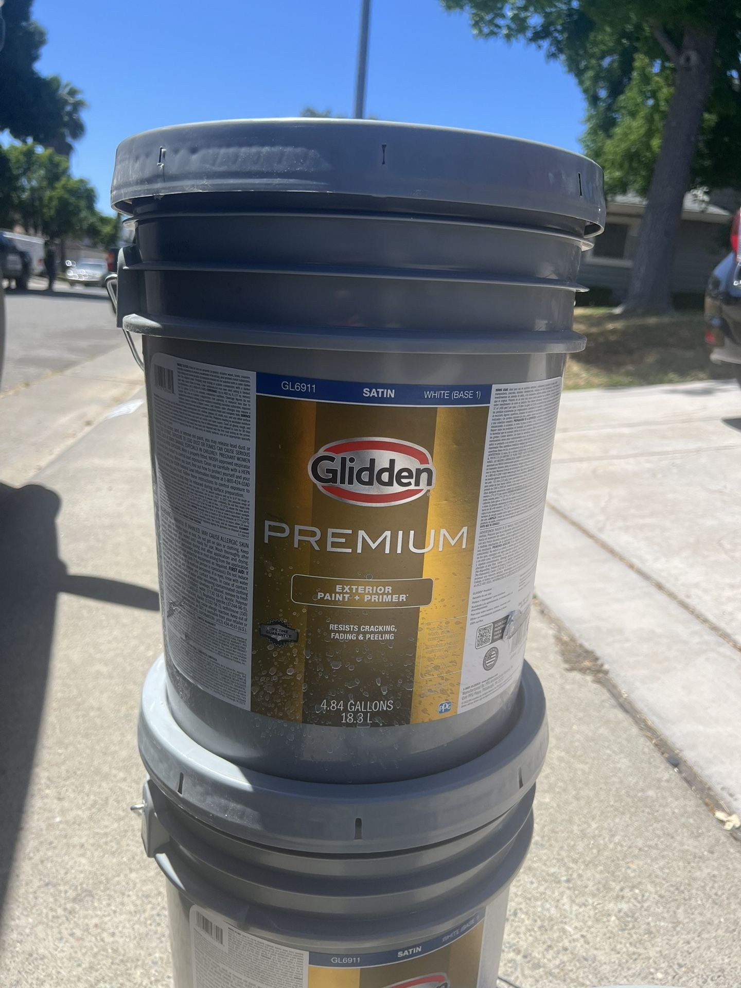 5 gal. Pure White Base 1 Satin Latex Exterior Paint