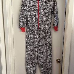 Flannel Leopard Print Zip Up One Piece - Part Halloween Costume?