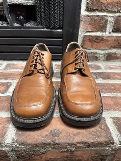 Kenneth Cole Brown Leather Denim Wingtip Oxford Shoe Mens 8.5 Dress Lace Up Rare
