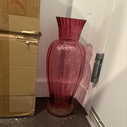 Large Vintage Pilgrim Cranberry Glass Floor Vase